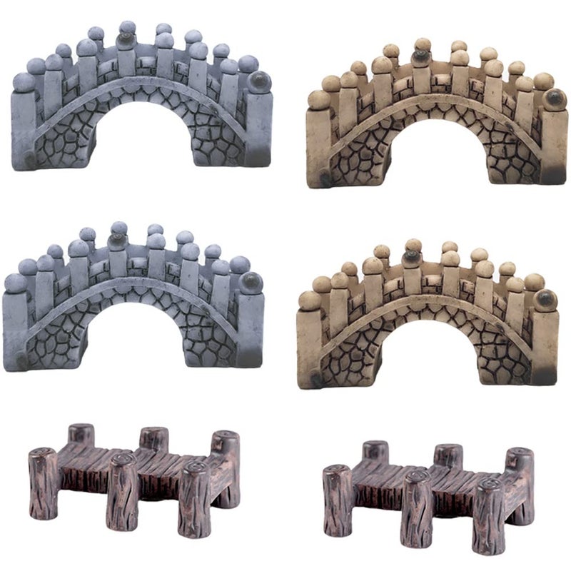 MAOMIA 6 Pcs Miniature Fairy Garden Arch Bridge Figurines, Micro Landscape Garden Bridge Terrarium Kit Dollhouse DIY Outdoor Decoration Plant Pot Ornaments - Image 1